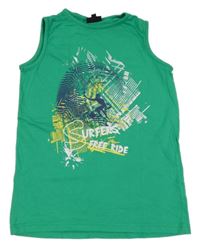 Zelené tielko so surferom a nápismi one by one
