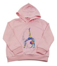 Svetloružová mikina s gymnastkou a kapucňou zn.