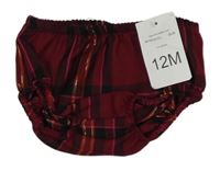 Nové - vínovo-černo-tmavorůžovo-zlaté kostkované kalhotky na plenky Bonnie Baby