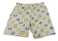 Svetlosivé melírované kraťasy s obrázky - Super Mario PEPCO