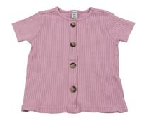 Ružové rebrované tričko s gombíkmi dopodopo