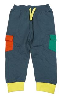 Tmavomodrošedo-žluté cargo tepláky St. Bernard