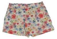 Bílo-světlerůžové chino kraťasy s kytičkami Zara