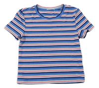 Modro-pruhované rebrované crop tričko TOM TAILOR