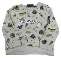 Svetlosivá melírovaná mikina s obrázky - Harry Potter