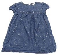 Modré rifľové šaty s hviezdičkami