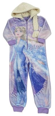 Lila chlpatá kombinéza s kapucí - Elsa Disney