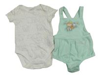 2set - Mátové laclové kraťasy s Dumbem + bílé body Disney