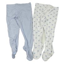2x polodupky - bílé s medvědy + světlemodro-bílé pruhované F&F