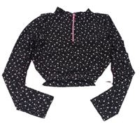 Čierne bodkovaná é UV crop tričko so srdiečkami New Look