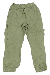 Zelené lehké cargo cuff kalhoty Next