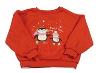 Červená mikina s tučňáky Primark