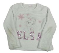 Biela chlpatá mikina s Elsou a flitrami Orchestra