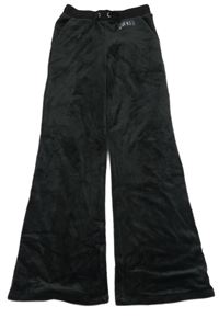 Černé plyšové wide leg tepláky s nápisem z kamínků - Wicked H&M