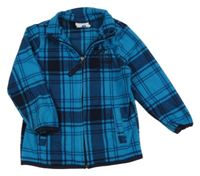 Modrozeleno-petrolejová kockovaná fleecová mikina s nápisom Topolino