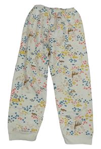 Bílé květované lehké tepláky se zvířaty Petit Bateau