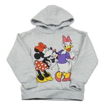 Světlešedá melírovaná mikina s Minnie s Daisy a kapucí Primark