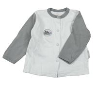 Bílo-šedé propínací triko s nášivkou