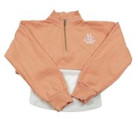 Marhuľová crop mikina s nápisom a všitým topem River Island