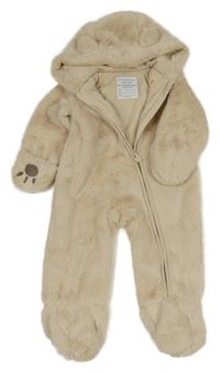 Béžová kožušinová podšitá kombinéza s kapucňou Primark