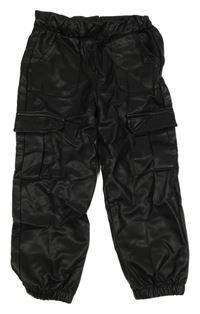 Černé koženkové cargo cuff kalhoty Matalan