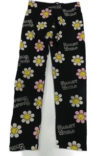 Černé květované legíny s nápisy Zara