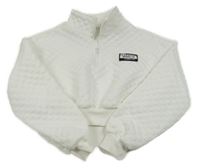 Biela prešívaná crop mikina s nášivkou Shein