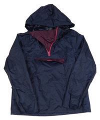 Tmavomodrá šusťáková nepromokavá funkční bunda s kapucí Quechua