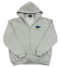 Sivá melírovaná prepínaci mikina s kosatkou a kapucňou