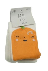 Nové - Bielo-oranžové pančuchy s tekvicou George