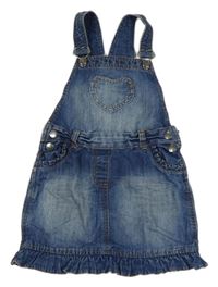 Modré rifľové na traké šaty s volánikmi a srdcem Topolino