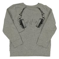 Sivá melírovaná mikina so sluchátky Bluezoo