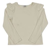 Smetanové žebrované triko s volánky Primark