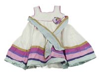 Bílo-barevné plátěné šaty s pruhy a páskem Monsoon