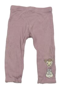 Starorůžové žebrované legíny s Bambim a Thumperem George