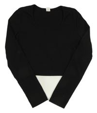 Čierne rebrované crop tričko Shein