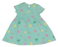 Tyrkysové bavlnené šaty so srdiečkami a duhami V by Very