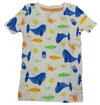Smetanové tričko s mořskými živočichy Primark