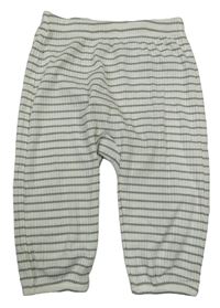 Bielo-zelené pruhované rebrované ľahké tepláky H&M