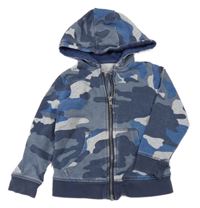 Tmavomodro-šedá army propínací mikina s kapucí M&S