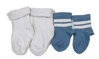 2x ponožky - modro-bílé s pruhy + bílé