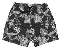 Černé plátěné kraťasy s listy Primark