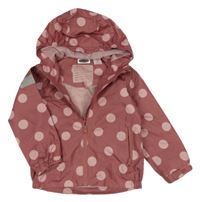 Starorůžová puntíkatá šusťáková podzimní bunda s kapucí Lily & Dan