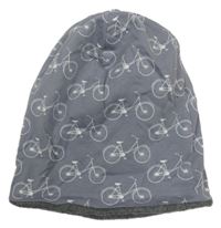 Šedá oboustranná čepice s bicykly