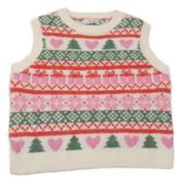 Smetanovo-zeleno-ružová vzorovaná vlnená crop vesta Primark