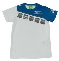 Bielo-tyrkysové športové funkčné tričko s logom Erima