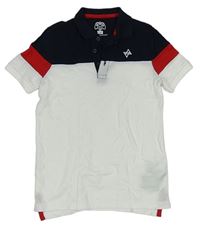 Bielo-tmavomdro-červené polo tričko F&F