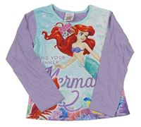 Lila-svetlomodré pyžamové tričko s Ariel Disney
