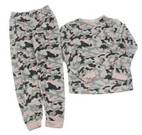 Šedo-černo-růžové army sametové pyžamo Pep&Co
