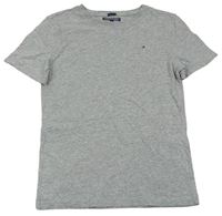 Šedé melírované tričko s logem Tommy Hilfiger